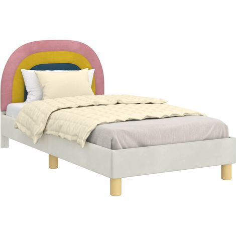 Children's Bed Frame with Headboard Cream 80 x 160 cm Velvet vidaXL