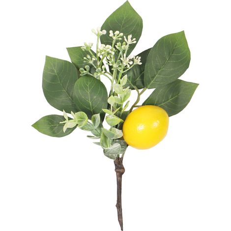 Vase Jaune de Remplissage de Mousse de Brins de Citron Faux, Tiges de Citron avec des Feuilles Décor de Citron Accessoire de Maison Branches de Fruits Artificielles Citron (X) (1/5)