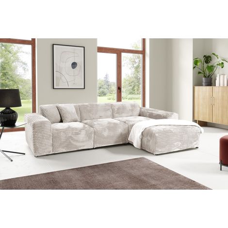 Tendencio – Canapé d'angle BRISIA 290 cm – Velours côtelé épais – Confort optimal – Design moderne et élégant – Méridienne pour espace convivial (1/4)