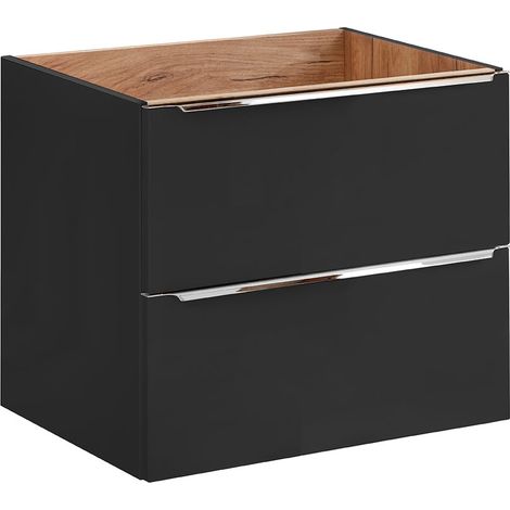 Waschtischunterschrank 60cm TOSKANA-BLACK-56 in seidenmatt anthrazit B/H/T ca. 60/57/46cm (1/3)