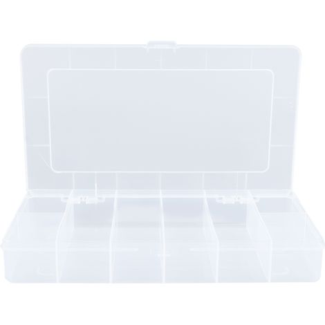 Boîte de rangement transparente à compartiments en PP pour vis, perles et bijoux - Organiseur à grilles amovibles, conteneur de stockage (1/5)