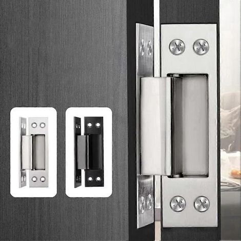 Porte dissimulée de 12,7 cm (5 pouces) avec panneau en bois et acier inoxydable dissimulé, cadre de porte dissimulé et charnières dissimulées. Noire. (1/4)