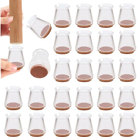 24PCS Transparents Protection Pied de Chaise, 25-30mm Patin Chaise, Protege Pied de Chaise en Silicone de 2 mm D'épaisseur, Embout de Chaise pour Protéger Le Sol des Rayures et du Bruit (1/4)