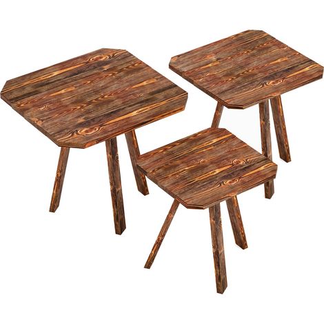 Juego de 3 mesas de centro nido en madera de pino 40-50 x 30 x 30 cm madera oscura 030009770