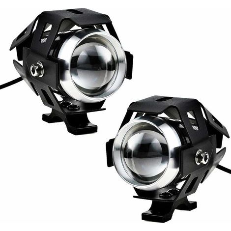 Candyse 2pcs 125W phare de moto Extra LED phare antibrouillard projecteur de moto 1200LM U5 étanche moto scooter 4 roues (1/4)
