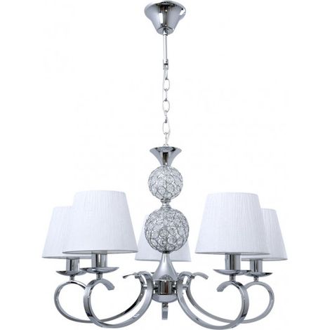 Lampara ordoñez 5xe14 cromo pantalla blanca regx60x60 cm
