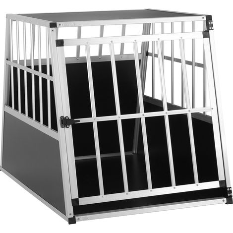 CADOCA® Hundetransportbox Aluminium Hundebox Kofferraum robust verschließbar trapezförmig Reisebox Autobox Tiertransportbox Hundetransportbox L