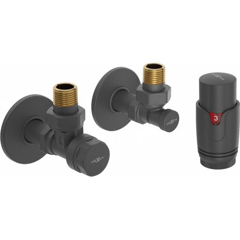 Mexen G00 Thermostat-Set, Eckversion mit Rosetten R, Anthrazit - W901-900-904-66 (1/2)