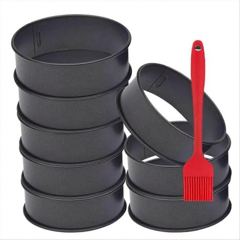 Set mit 8 englischen Muffin-Ringen aus Edelstahl, robuste Backringe, runde Frühstücksformen, professionelles Backutensil, rostfrei, ideal für Eier und Sandwiches. (1/5)