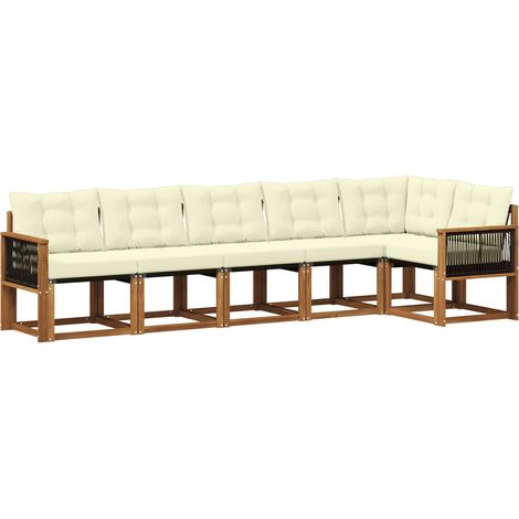 Outdoor Sofa Set with Cushion 6 pcs Natural and Cream vidaXL (1/5)
