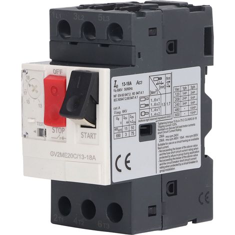 Disjoncteur de moteur 3P, interrupteur de Protection contre les surcharges, bouton de démarrage de moteur manuel, AC 690V GV2-ME20C 13-18A