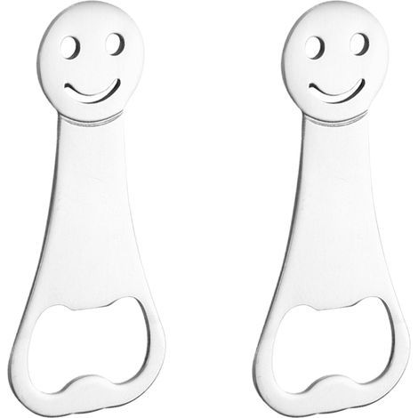 Corkscrew - Acier Inoxydable - Forme Visage Souriant - Pour Bière Boissons Gazeuses - 2 Pièces (1/5)