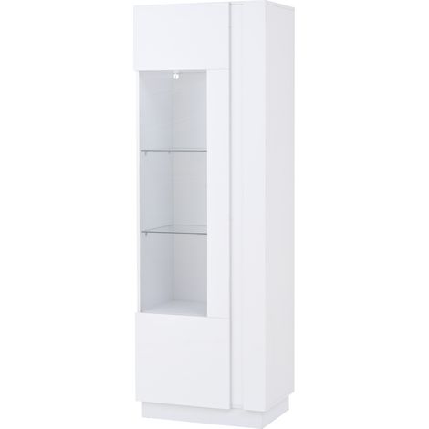 Vitrina alta blanca 60 x 40 x 180 cm con puertas de acrílico y luz LED, MODENUIT (1/5)