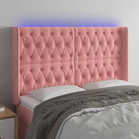 Tête de lit à LED,Panneau de lit,Pour Lit adulte,Décoration murale Rose 163x16x118/128 cm Velours XZZ247418 (1/5)