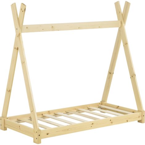 Letto Teepee per bambini con rete a doghe in legno di pino naturale 70 x 140 cm 030002654