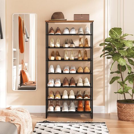 Schuhregal, 8-stöckige hoch Schuhschrank, Groß schmal Schuhablage, für 21-28 Paar Schuhe, Stabil, für Flur, Eingänge, Schlafzimmer, HOOBRO EBF68XJ01 (1/5)