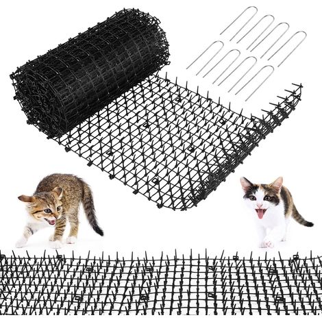 Tapis anti-chat 400 x 30 cm, grille plastique à picots, protection pour jardin, balcon, massif et terrasse, répulsif pour animaux (1/5)