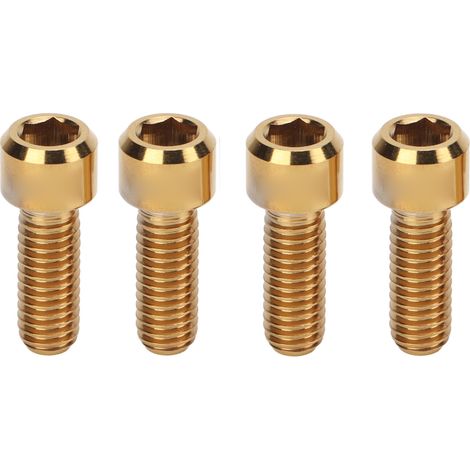 RISK MTB-Bremsschrauben (4er-Set) aus Titanlegierung M6 (16 mm), Scheibenbremsbefestigung, Fahrradzubehör, goldfarben (1/5)