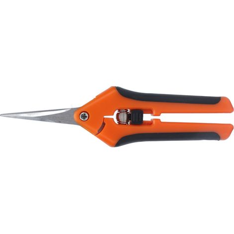 6,5-Zoll-Gartenschere mit Anti-Ermüdungsfeder, komfortablem ergonomischem Griff, sichere und robuste orangefarbene Gartenschere für Gemüsegärten (1/5)