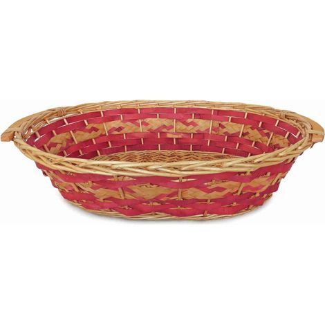 Cesto ovale da confezionamento in vimini rosso, 65/61x48x16 cm (kit da 3)