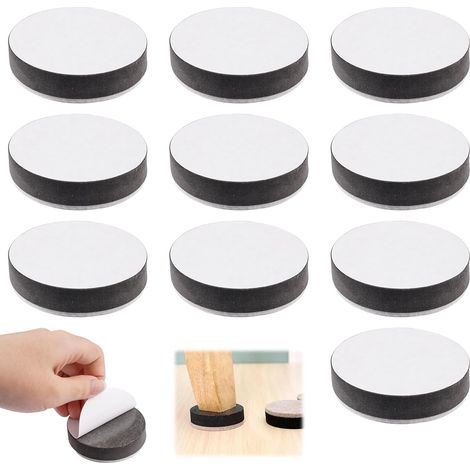 10 Pièces Auto-Adhésifs Rehausseurs de Meubles en Acier Carbone 6 x 1.65 cm Rehausseur de Meuble, Feutre épais Antidérapant Rehausseur Pied de Table pour Tables, Chaises, Canapés (1/5)