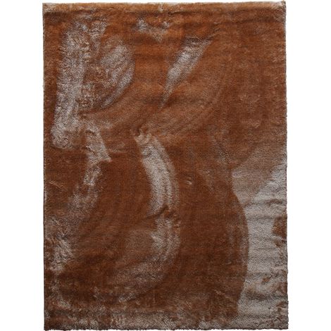 TENDREMENT - Tapis uni tout doux marron en polyester 160x220 (1/5)