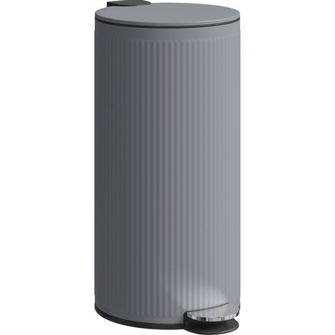 Pattumiera a pedale 30 L con coperchio a chiusura morbida, cestello interno in metallo, grigio scuro (1/5)