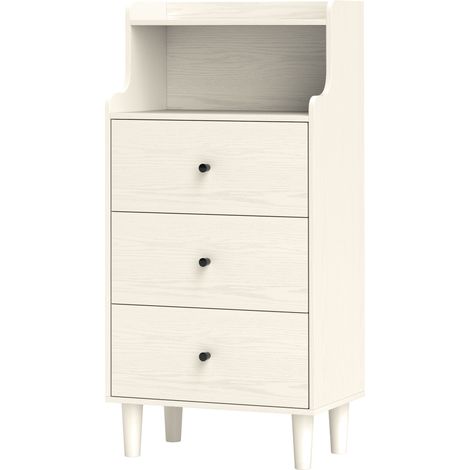Commode 3 tiroirs 2 étagères blanches marbré 47x29x95cm