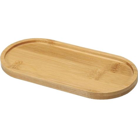 Plateau ovale en bambou (17,4 x 8,8 x 0,9 cm), plateau de service en bois, plateau repas, petit plateau ovale (1/4)
