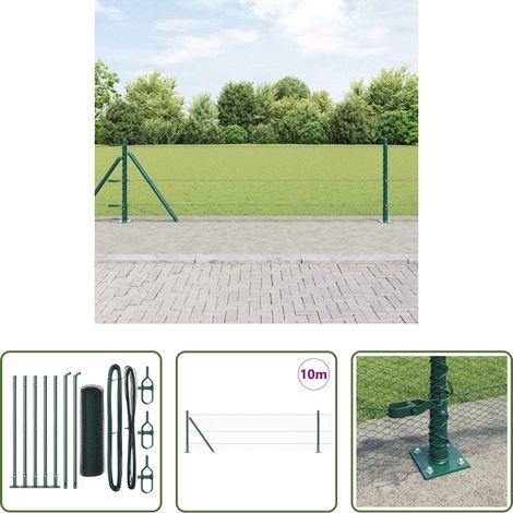 vidaXL Sécurité extérieure - Poteau de clôture. Vert 10 x 0,6 m (maille de 13 mm) (1/5)