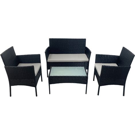 Salotto da giardino in rattan sintetico 4 posti