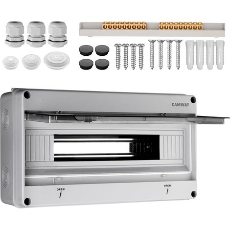 Boîtier Électrique Extérieur 18 Modules IP65 Étanche Coffret de Distribution pour Disjoncteurs et Modules Électriques Installation Murale Facile pour (Jardin, Garage, Maison) (1/5)
