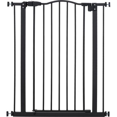 Cancello di sicurezza per cani 74-80 x 94 x 4 cm chiusura automatica doppia chiusura moderno essenziale in metallo nero 210007409