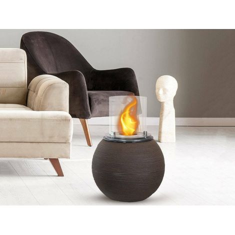 Foyer à Bioéthanol Alliste, Capacité 1,5 L, Surface Chauffable 30, Fabriqué en Italie, 40x40x54h cm Marron (1/4)