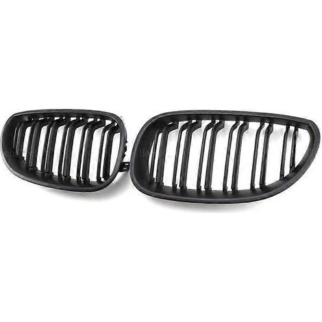 Frontstoßstangengrill im Nieren-Design für BMW E60 E61 5er M5 520i 535i 550i (2004–2009), Doppellamellen-Ersatzgrill – Schwarz