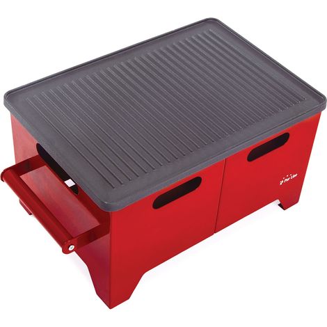 Barbecue a biocombustibile serbatoio 1,2L senza fumo in acciaio nero e piastra rettangolare in ghisa PURLINE BB01 (1/5)