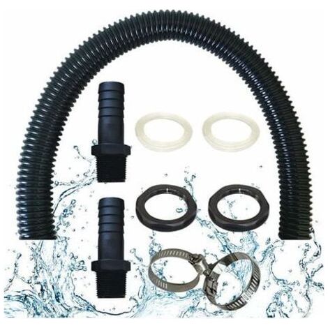 Tuyau De Raccordement Du Recuperateur D Eau De Pluie, Y Compris 2 Douilles De Tuyau Avec Contre-Écrou - Kit De Raccordement Pour Tonneau De Pluie (50cm)