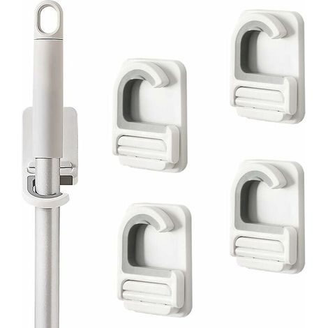 4 Pièces Supports Muraux pour Balai, Support de Balai Auto Adhésif à Fixation Murale, Support de Balai, Support De Vadrouille, Support de Balai Auto Adhésif, pour Cuisine, Garage, Buanderie (1/5)