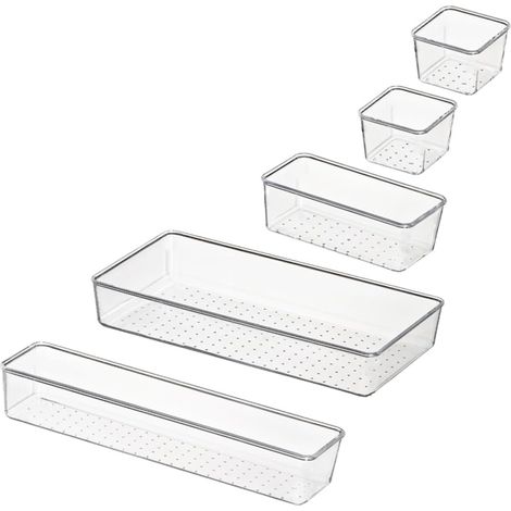 5pièces Organiseur de Tiroir avec Séparateurs pour Divers Objets Boîtes de Rangement pour Bureau (1/5)