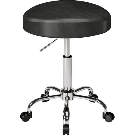 Tabouret à Roulettes Salon Réglable Rembourrée Pivotant (1/5)