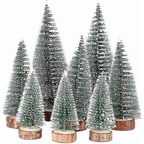 Figuras decorativas de mini árboles de Navidad (8 piezas) - Mini abetos artificiales para decoración navideña (1/5)
