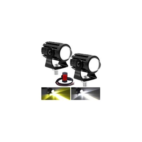 2PCS Mini Feux Additionnels Moto LED,12W Moto LED Feux de Brouillard Supplémentaires 12V 24V Projecteur Motos LEDs Ambre et Blanc avec Interrupteur pour Camion SUV, ATV Tracteur (1/5)