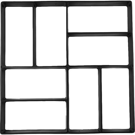 Moule réutilisable pour bordure de chemin en béton ciment pierre motif pavé dalles brique coffrage DIY plastique PP noir 43x43x4cm