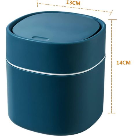 Sollbry Tisch-Mülleimer mit Deckel, Mini-Kunststoff-Mülleimer, kleiner Tisch-Mülleimer für Schlafzimmer, Esszimmer, Badezimmer, Büros usw. (blau)