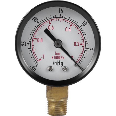 Manomètre - 0 - -30 inHg 0 - -1 bar Mini manomètre à cadran Baromètre vacuomètre (1/5)