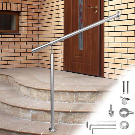 SWANEW Rampe d'escalier en Acier affiné Rambarde Main Courante Balustrade Escalier Pied de support 100cm (1/5)