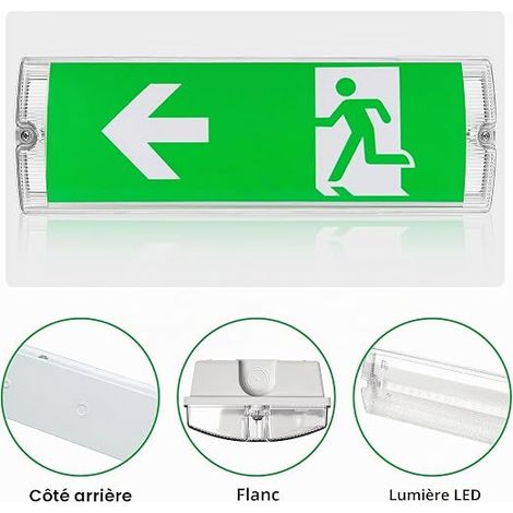 BAIFULAI IP65 LED Emergency Lighting Emergency and Continuous Lighting Emergency Light Up to 3 Hours with Battery and 4 Pictograms (1/4)