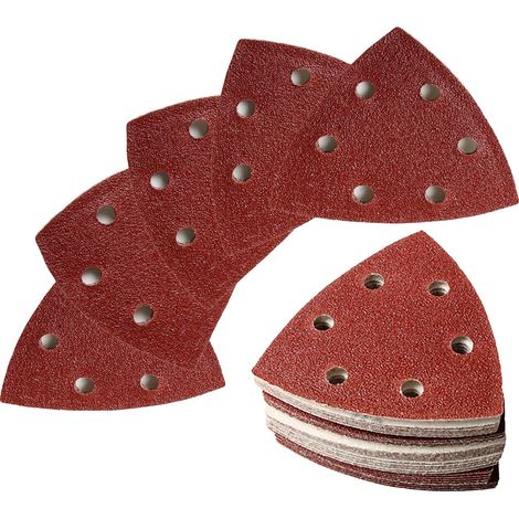 (100 Stück) 90 mm Dreieckschleifpapier – 5 Körnungen (60/80/120/180/240), je 20 Stück – VeIcro Schleifpapier für Delta-Schleifer (1/5)