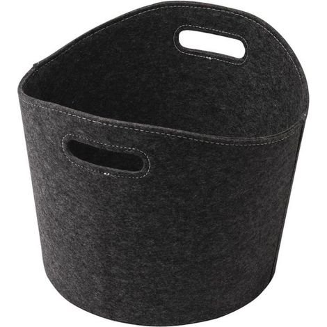 Panier de rangement en feutre gris 1 unité Design moderne Pliable et léger Pour bûches, jouets, magazines Ø 39 x H (1/5)