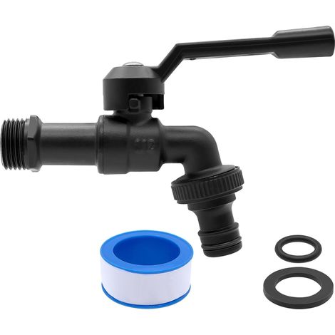 Robinet de jardin en laiton 1；2 pouce (avec vanne à bille) - Robinet extérieur résistant au gel - Distributeur d'eau extérieur résistant aux hautes températures (avec raccord pour tuyau) - Noir